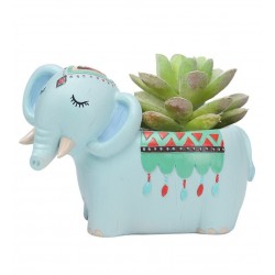 Lindo Vaso Decorativo Elefante Azul para Suculentas e Cactus
