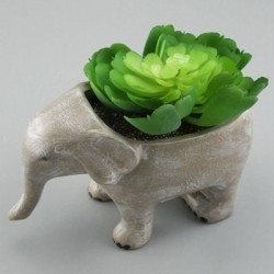 Mini Vaso Cerâmica Formato Elefante para Suculentas e Cactus