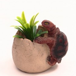 Mini Vaso Cerâmica Formato Ovo Tartaruga para Plantas Suculentas e Cactus