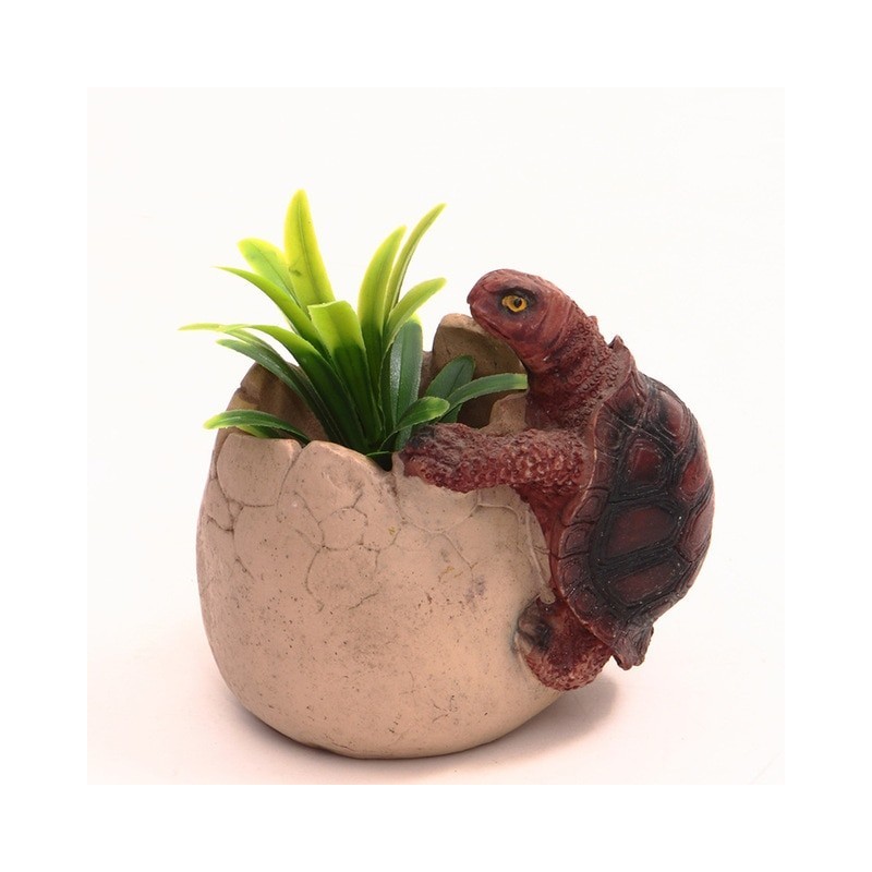 Mini Vaso Cerâmica Formato Ovo Tartaruga para Plantas Suculentas e Cactus