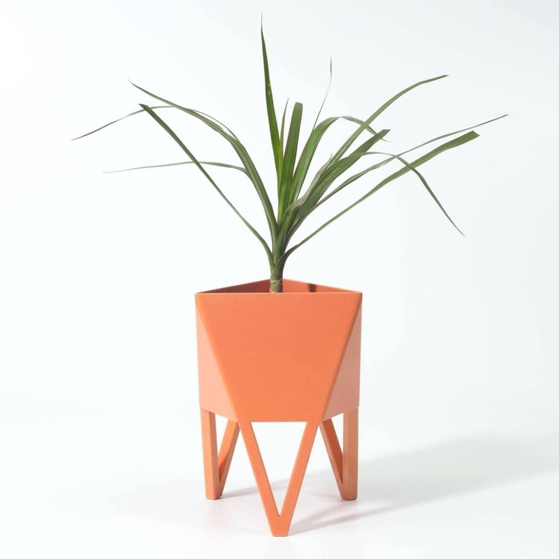 Mini Vaso em Fibra de Vidro para Plantas Suculentas ou Cactus Salmão
