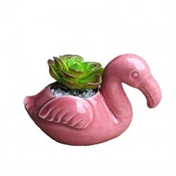 Vaso Cerâmica Flamingo Rosa para Plantas Suculentas ou Cactus