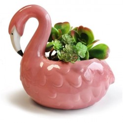 Vasinho Cerâmica Flamingo Rosa para Plantas Suculentas ou Cactus