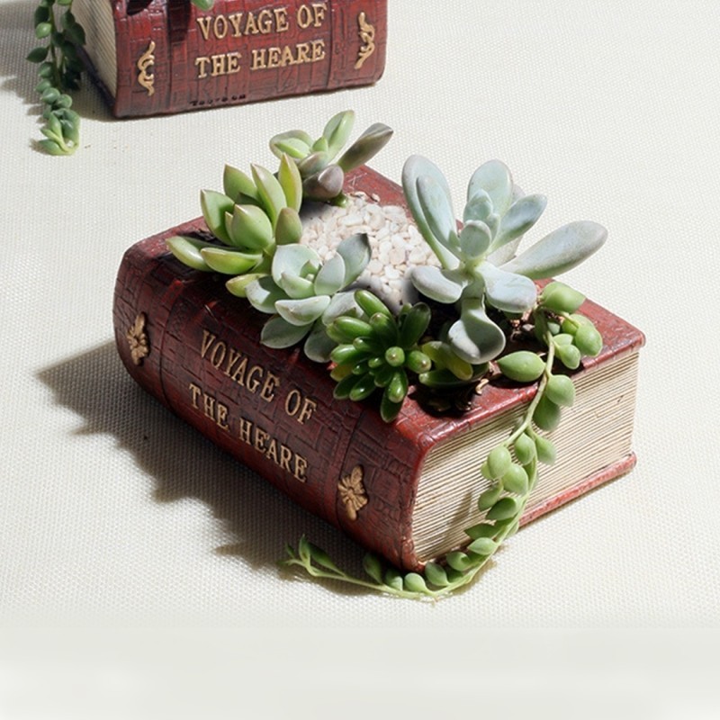 Vaso para Suculenta Formato de Pilha de Livros para Plantas Cactus e Flores Vaso para Suculenta Formato de Pilha de Livros para Plantas Cactus e Flores