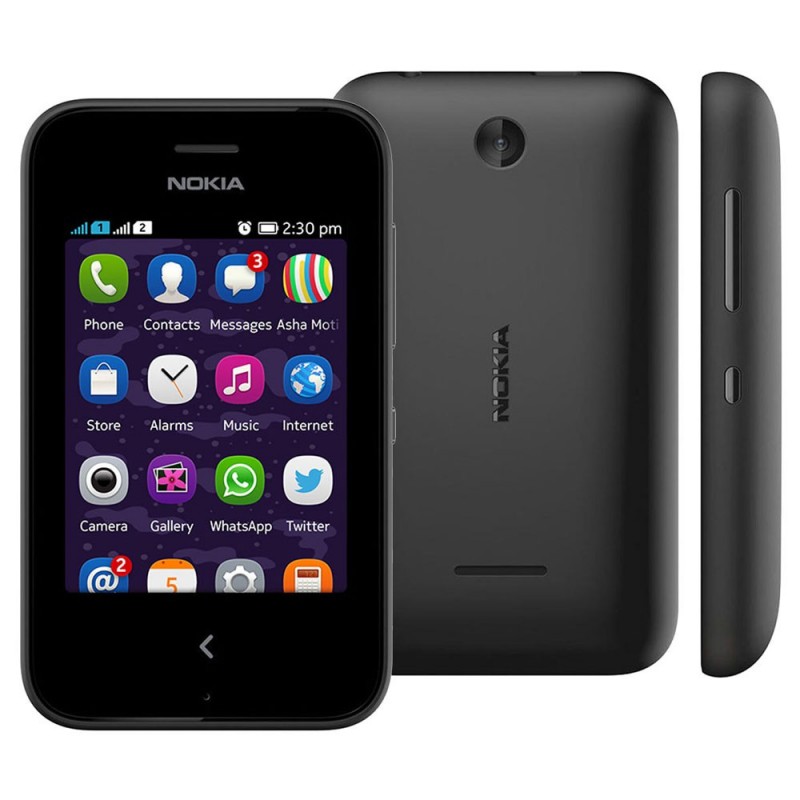 Celular Nokia Asha 230 Preto com Dual Chip, Câmera 1,3MP Bluetooth Rádio FM MP3 e Fone de Ouvido 