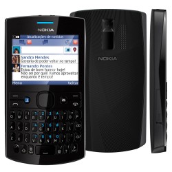 Celular Nokia Asha 205 Preto com Dual Chip Câmera VGA Teclado QWERTY Rádio FM MP3 e Fone de Ouvido