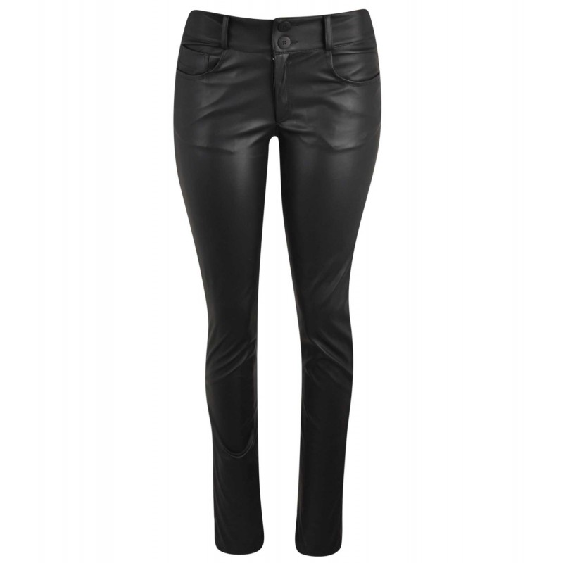 Calça Feminina Skinny Couro Sintético Preta