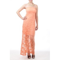 Vestido Renda Tomara que Caia Salmão