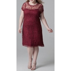 Vestido Festa Renda Vermelho Plus Size