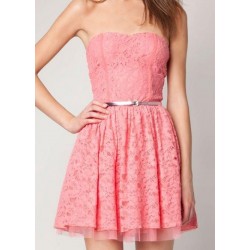 Vestido Curto Renda Rosa Tomara que Caia