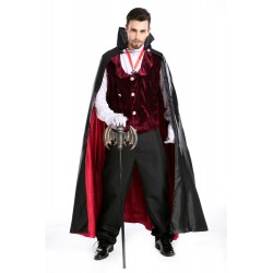 Fantasia masculina de vampiro Lord Plus Size fantasia de vampiro de luxo,  Preto, 2X 