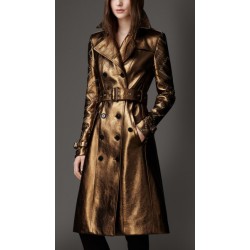 Casaco Feminino Trench Coat Burberry Metálico Marrom