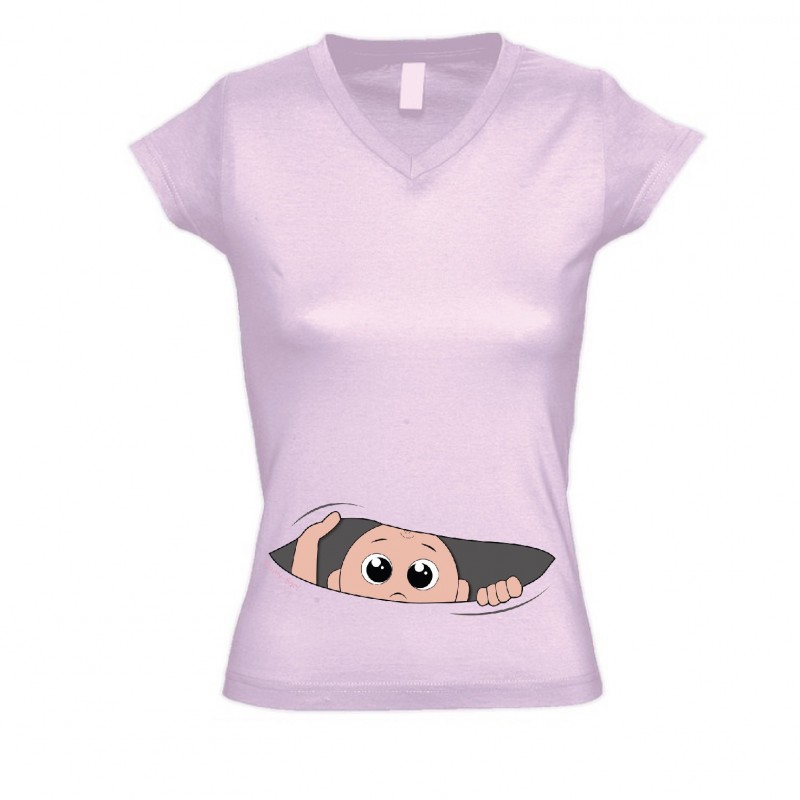 Blusa Camiseta Rosa Moda Gestante Maternidade com Desenho