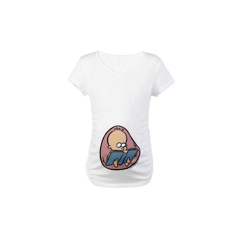 Camiseta Moda Gestante Branca Maternidade com Desenho