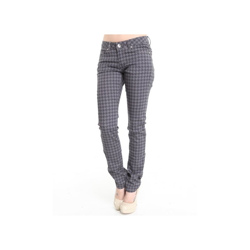 calça jeans estampada feminina