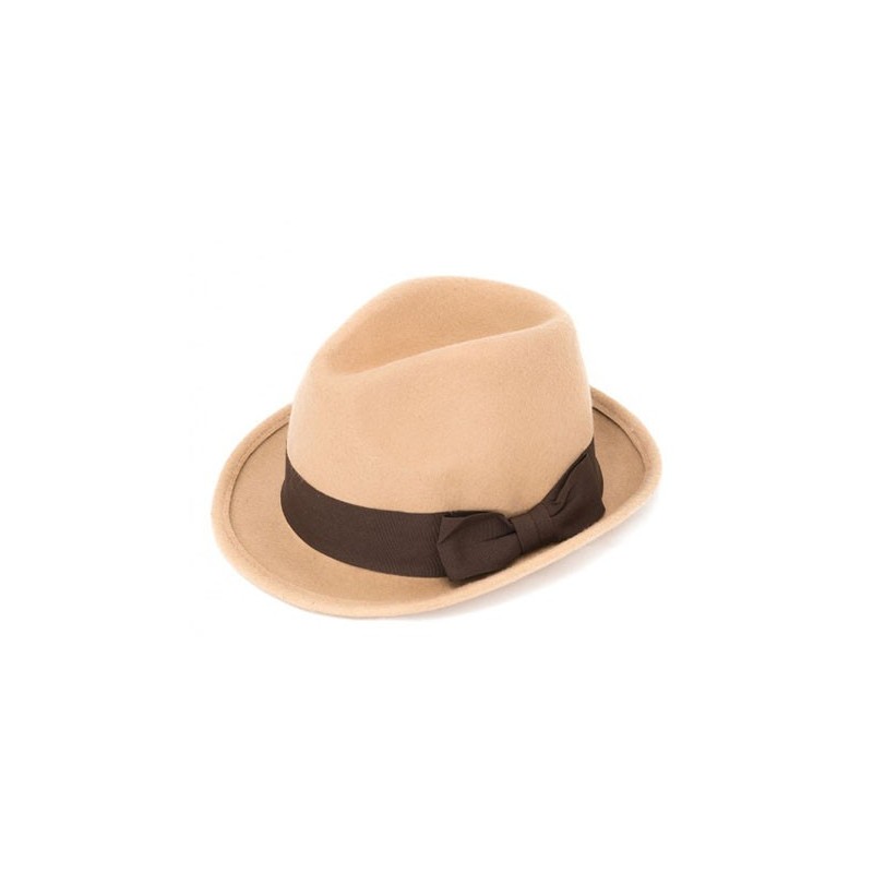 Chapéu Feltro Feminino Fedora Fita Marrom