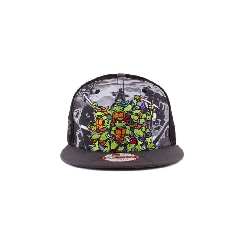 Boné New Era 9FIFTY Snapback Teenage Tartarugas Ningas Mutantes Preto/Cinza/Estampado