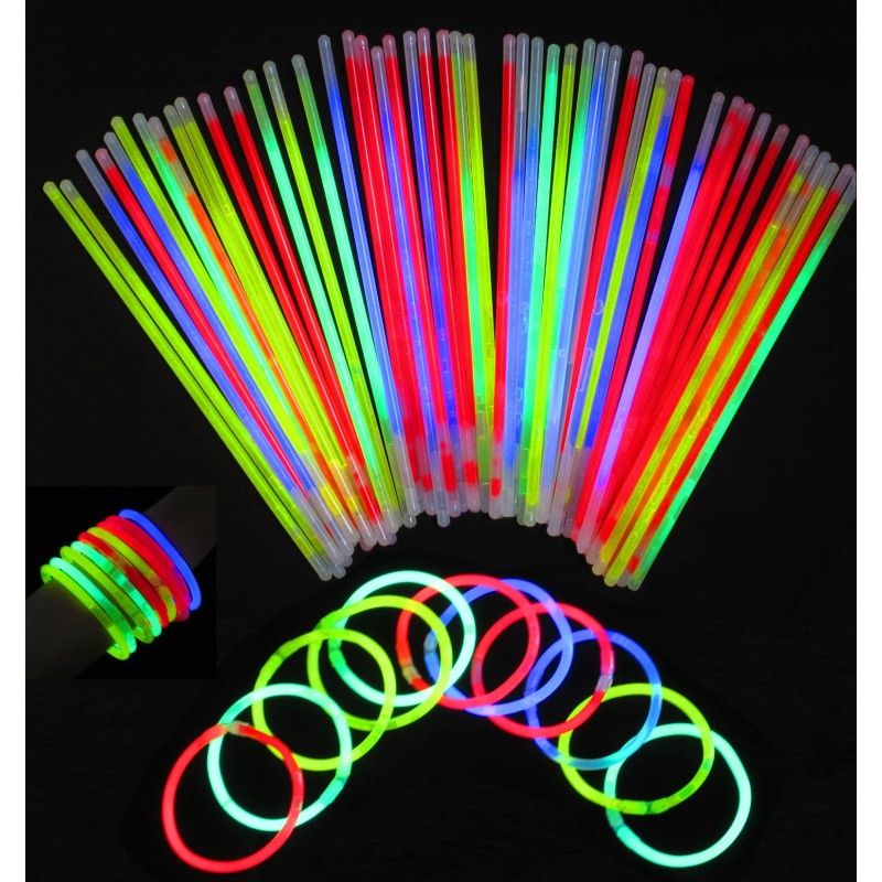 Varinhas Pulseiras Palitos de Luz Neon Fluorescentes Festas 100un