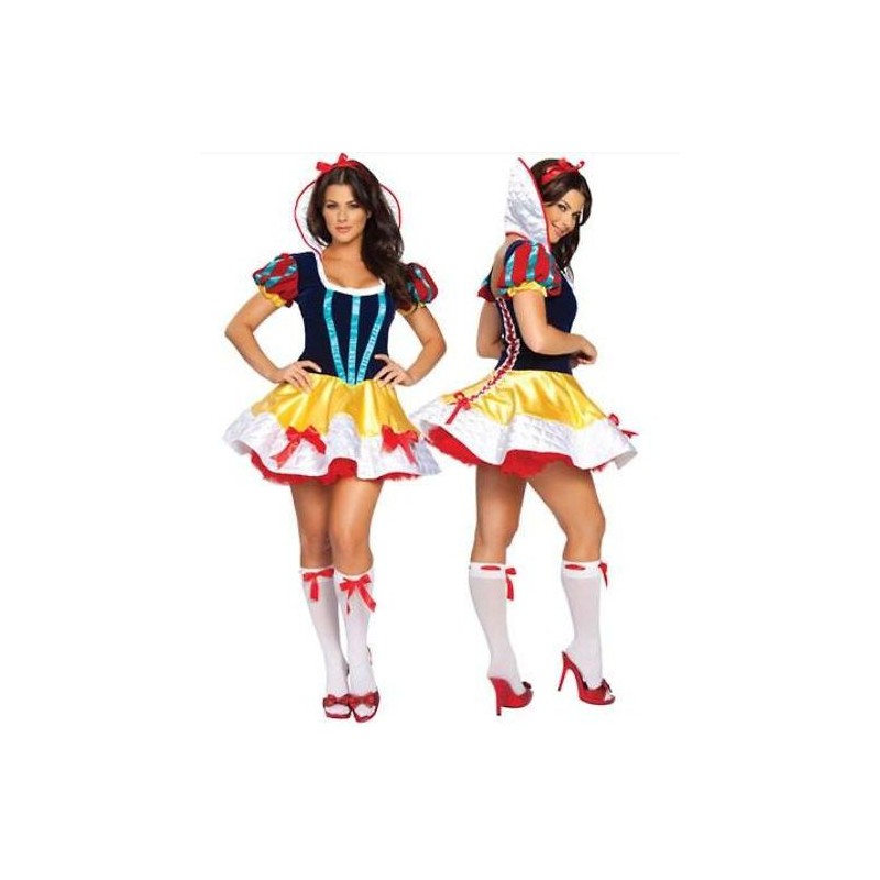 Fantasia Feminina Branca de Neve Sexy Adultos Festa Halloween