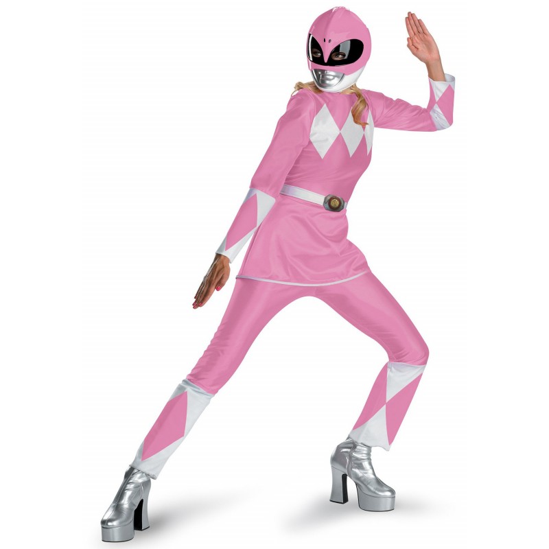 Fantasia Feminina Power Ranger Rosa Festa Halloween